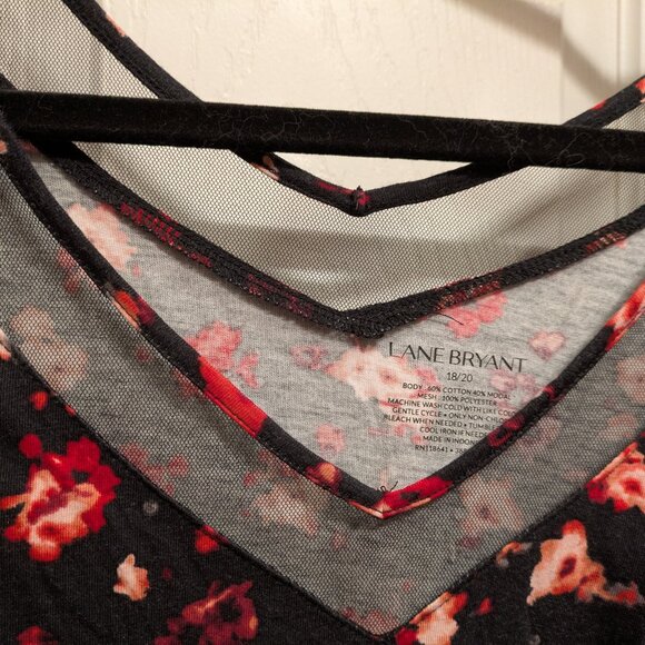 Lane Bryant V- neck illusion neckline floral top - Picture 5 of 5
